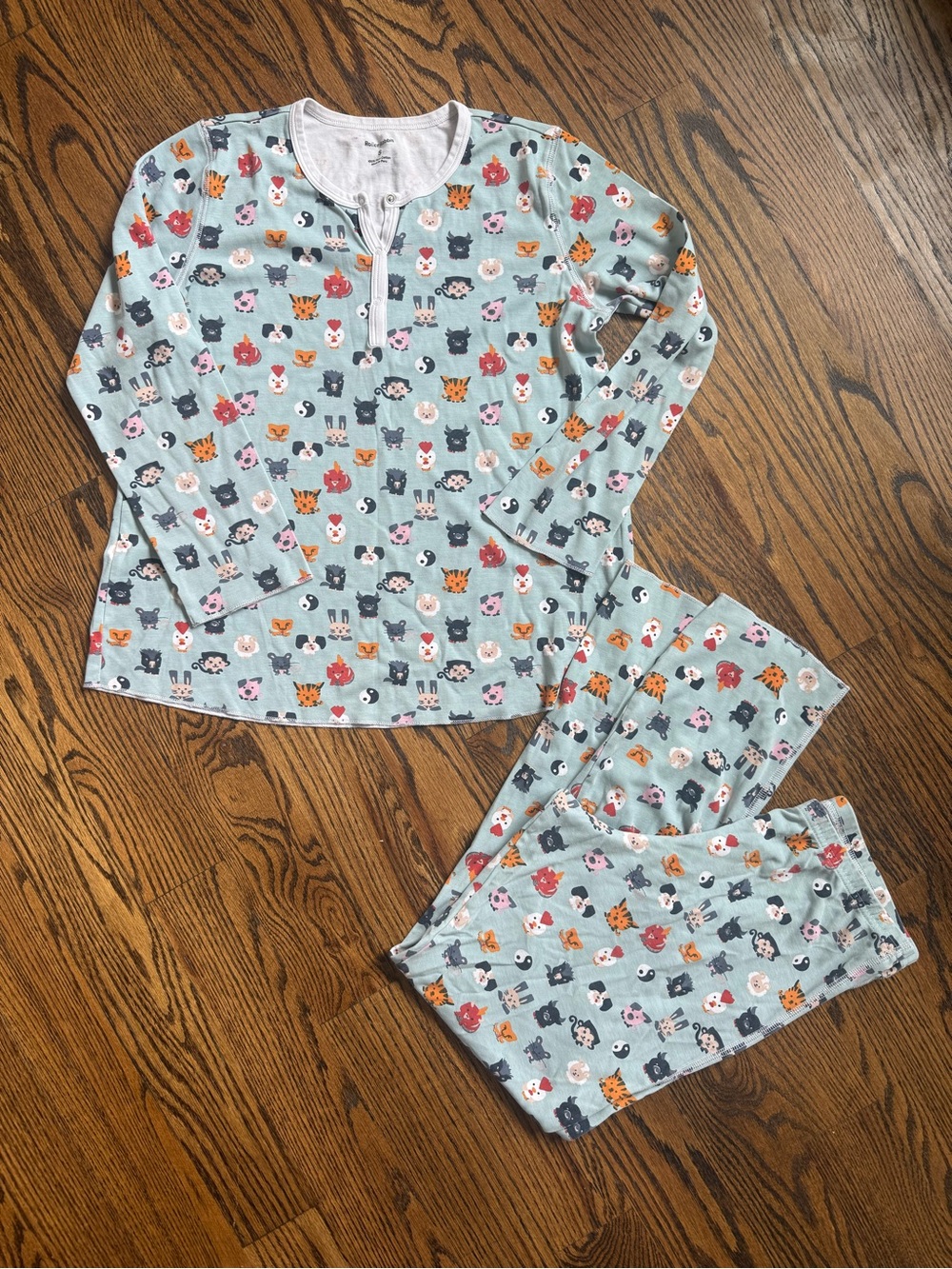 Roller Rabbit blue animal Pima cotton pajamas S